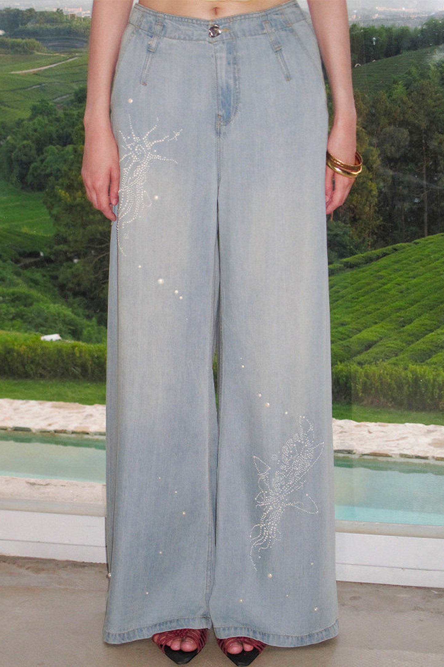 Meteor Pearl Rhinestone Totem Jeans