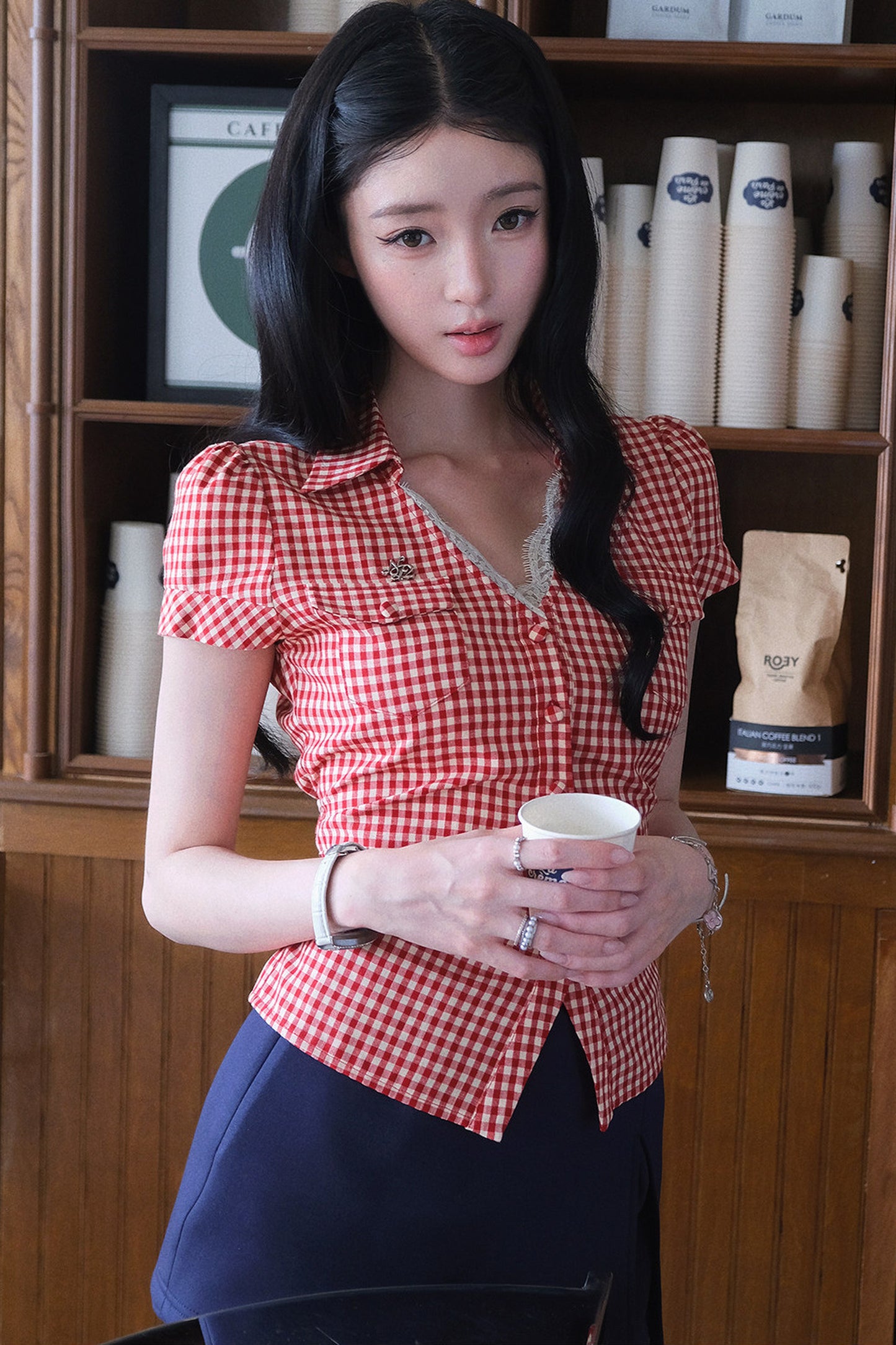 Plaid Tie Waist Versatile Shirt