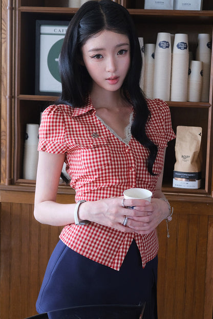 Plaid Tie Waist Versatile Shirt
