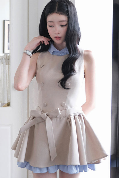 Elegant French Double-Breasted Dress