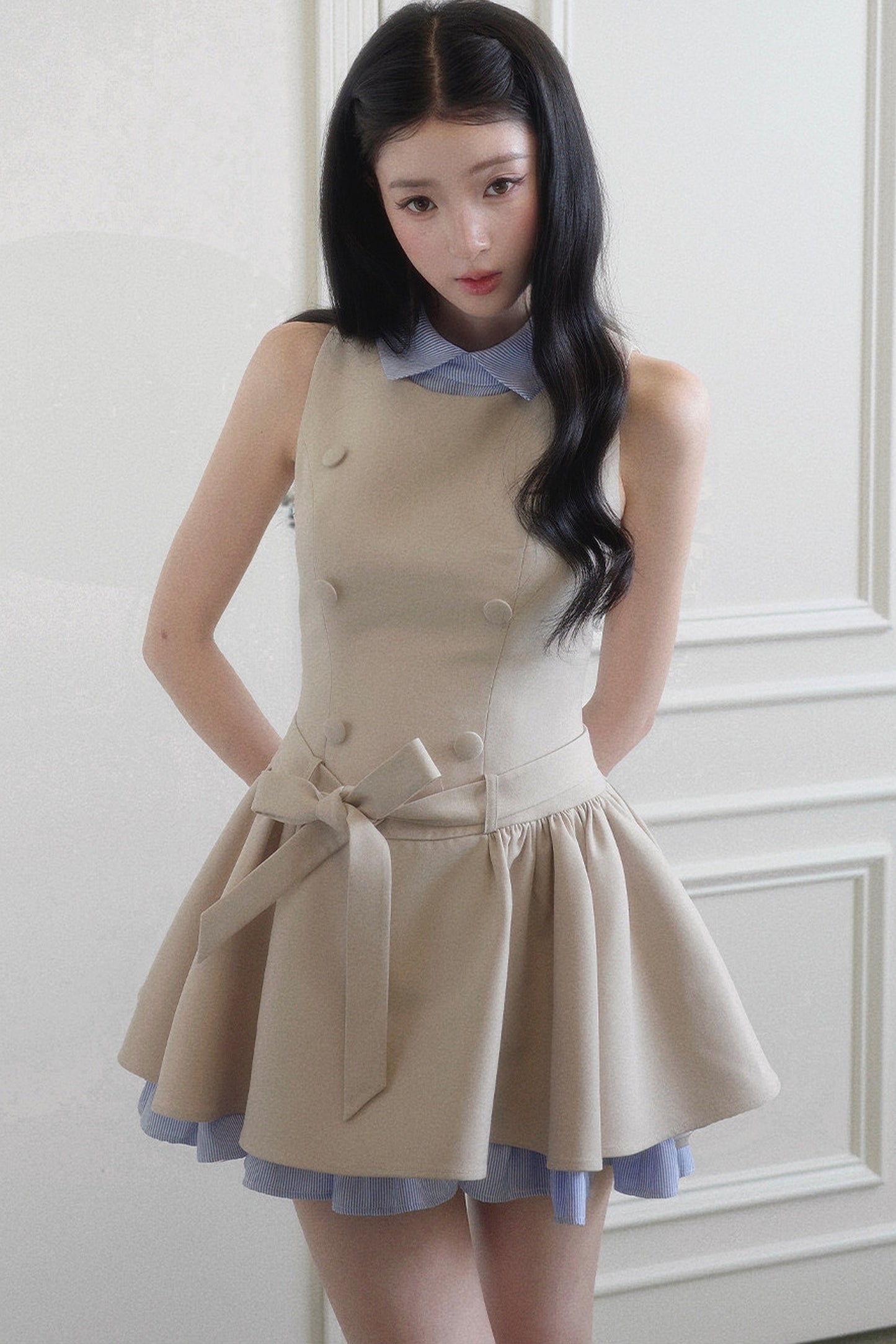 Elegant French Double-Breasted Dress