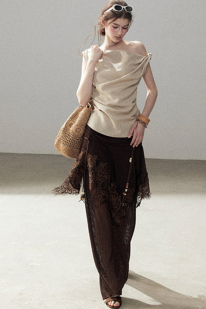 Wasteland pantalon ajouré à jambes larges