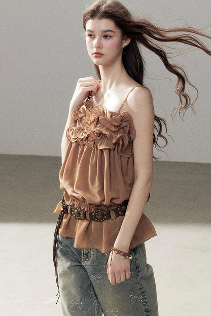 Ruffled Chiffon Camisole Top