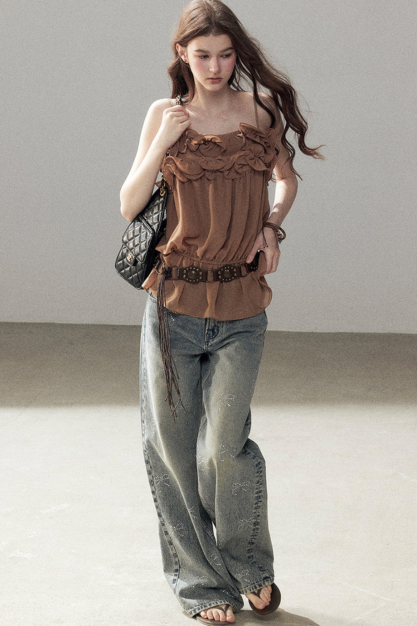 Ruffled Chiffon Camisole Top