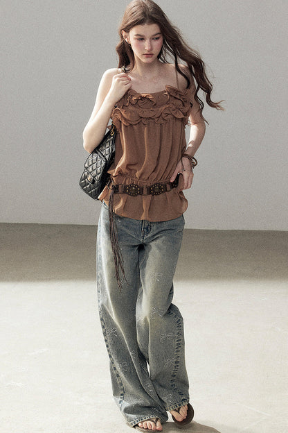 Ruffled Chiffon Camisole Top