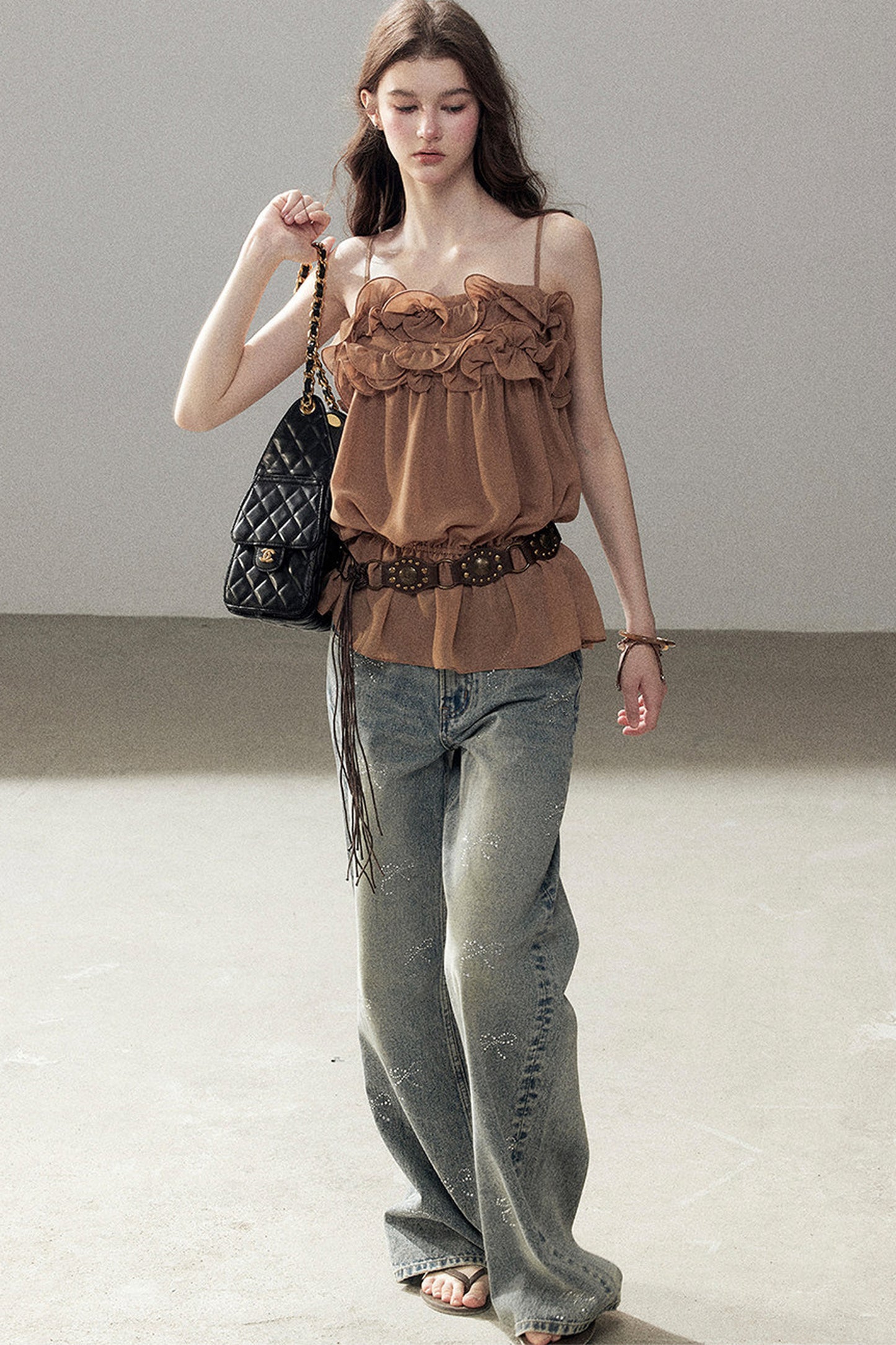 Ruffled Chiffon Camisole Top