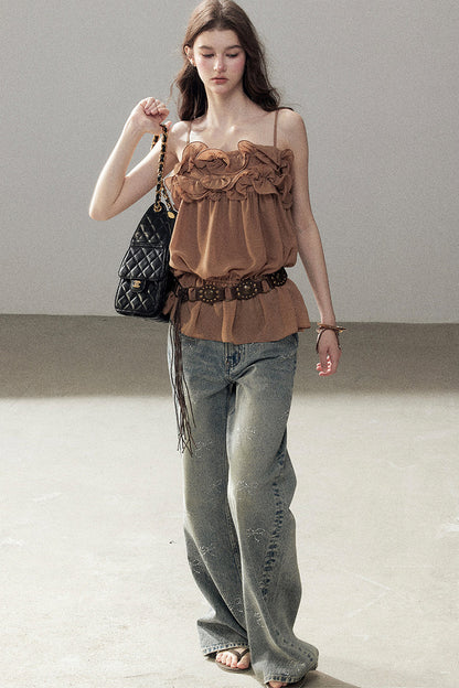 Ruffled Chiffon Camisole Top