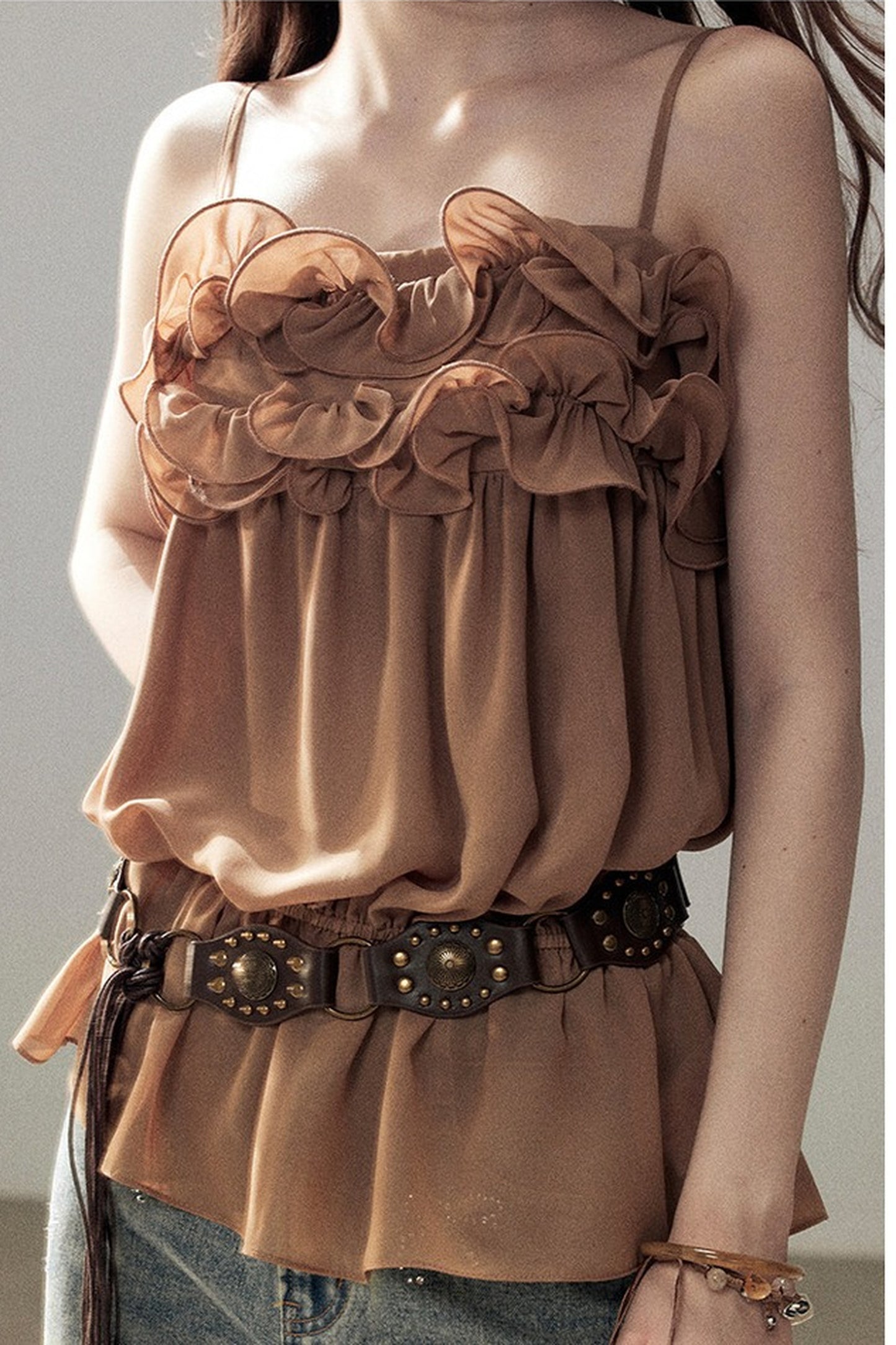 Ruffled Chiffon Camisole Top