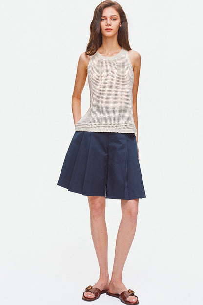 Strukturiertes durchbrochenes Strick-Tanktop