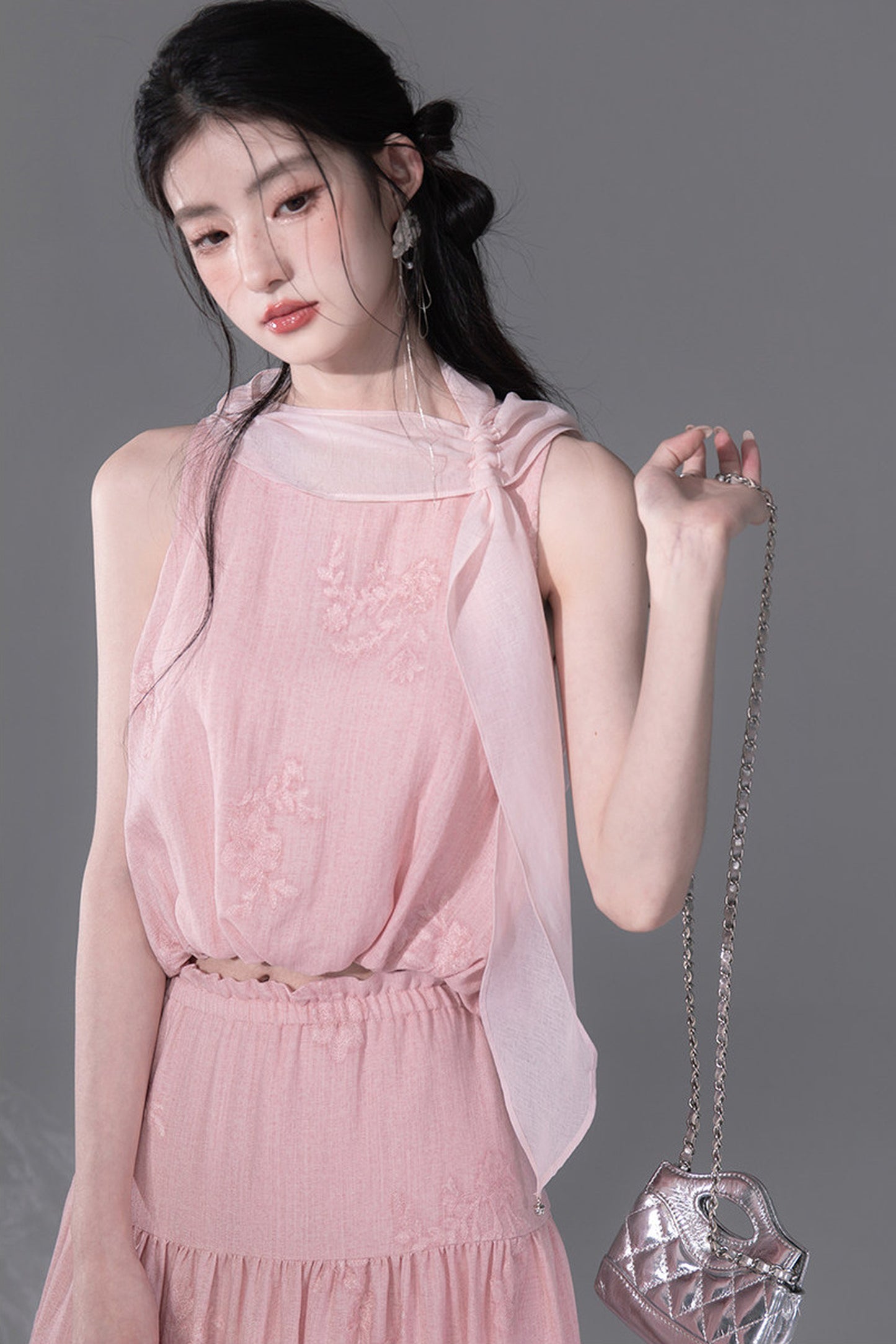 Peony Ribbon Top and Skirt Set