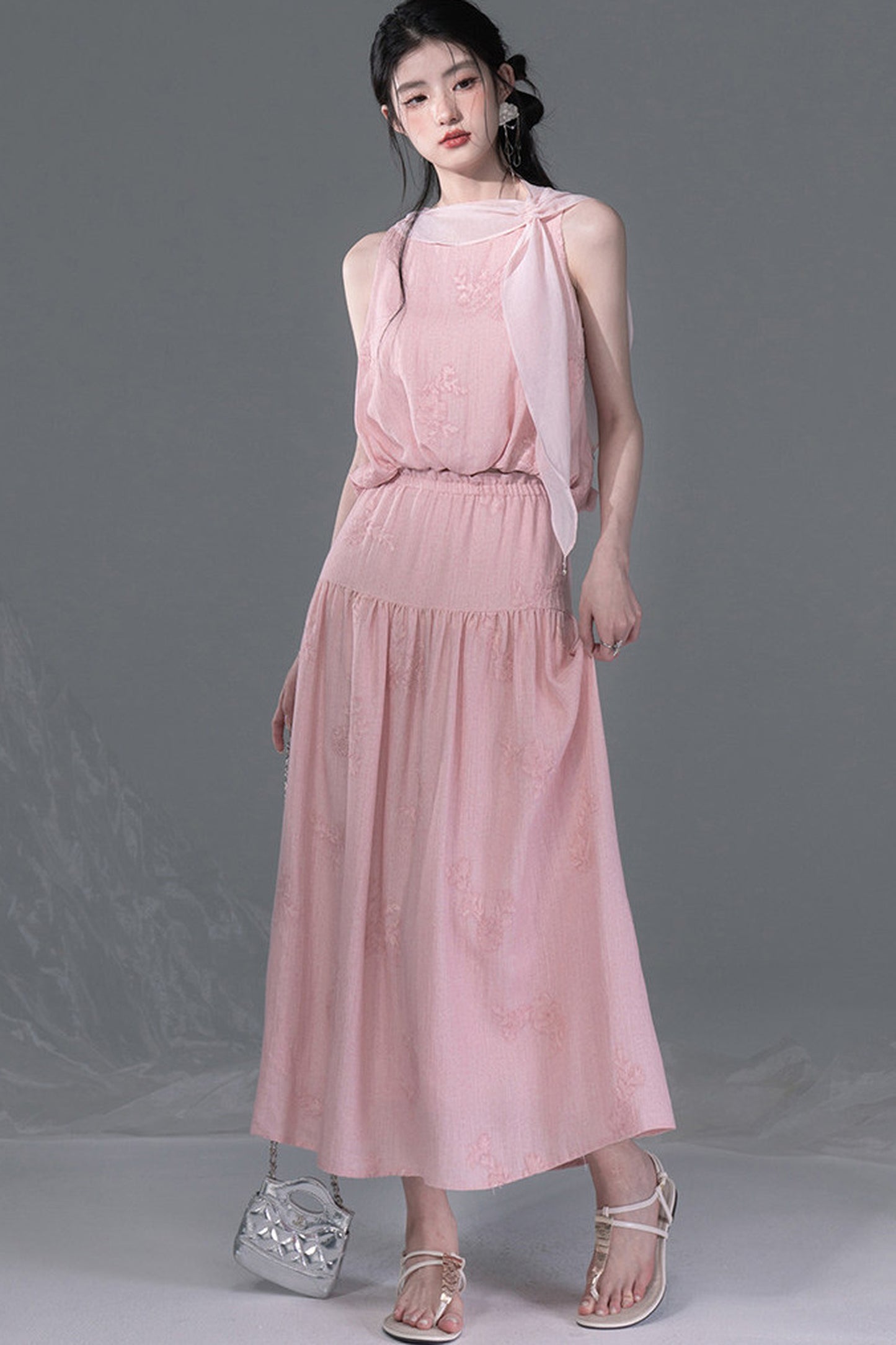 Peony Ribbon Top and Skirt Set