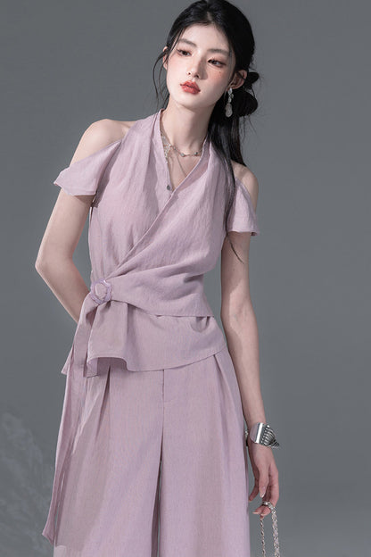 Deconstructed Lyocell Linen Top and Pants Set