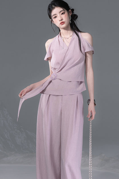 Deconstructed Lyocell Linen Top and Pants Set
