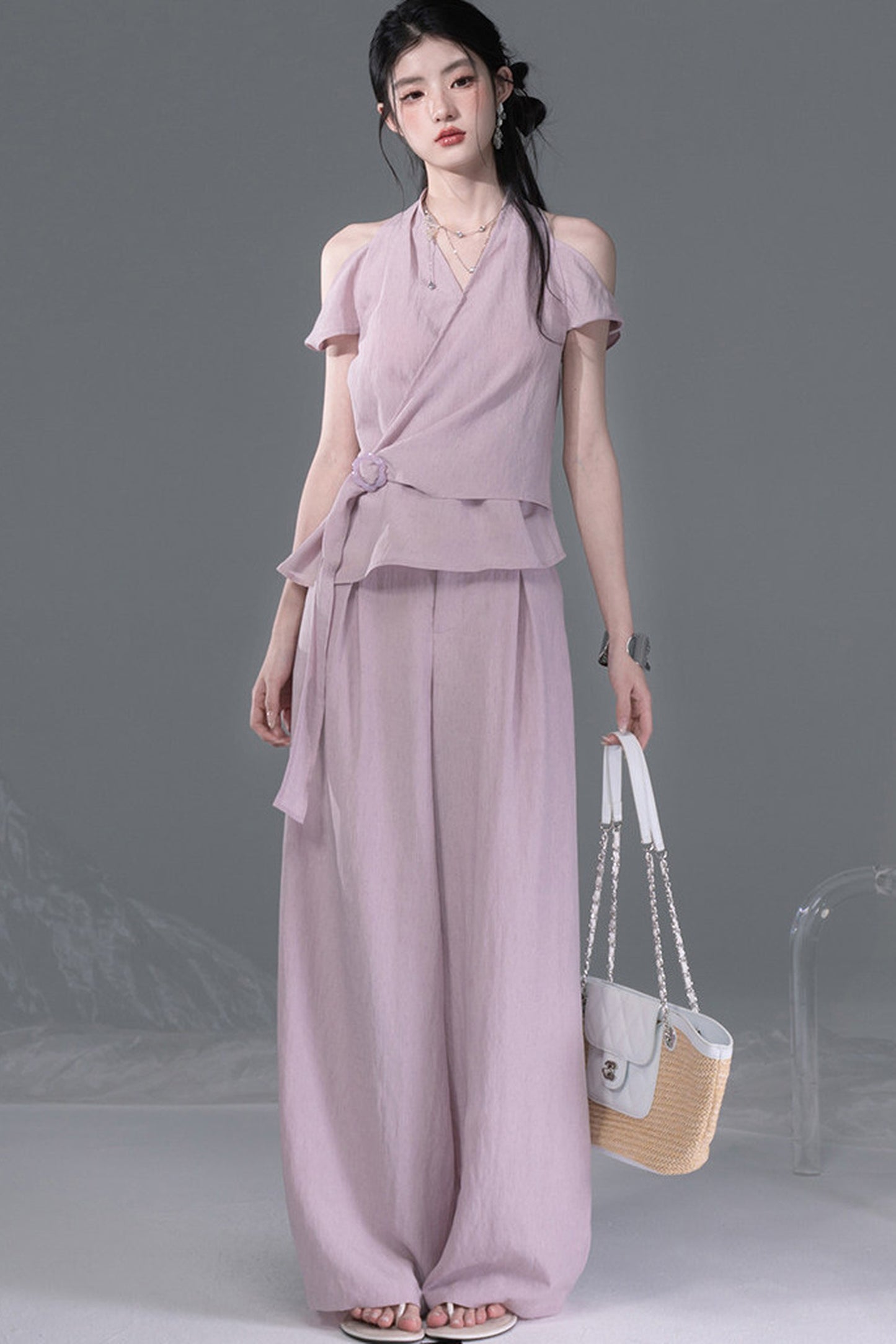 Deconstructed Lyocell Linen Top and Pants Set
