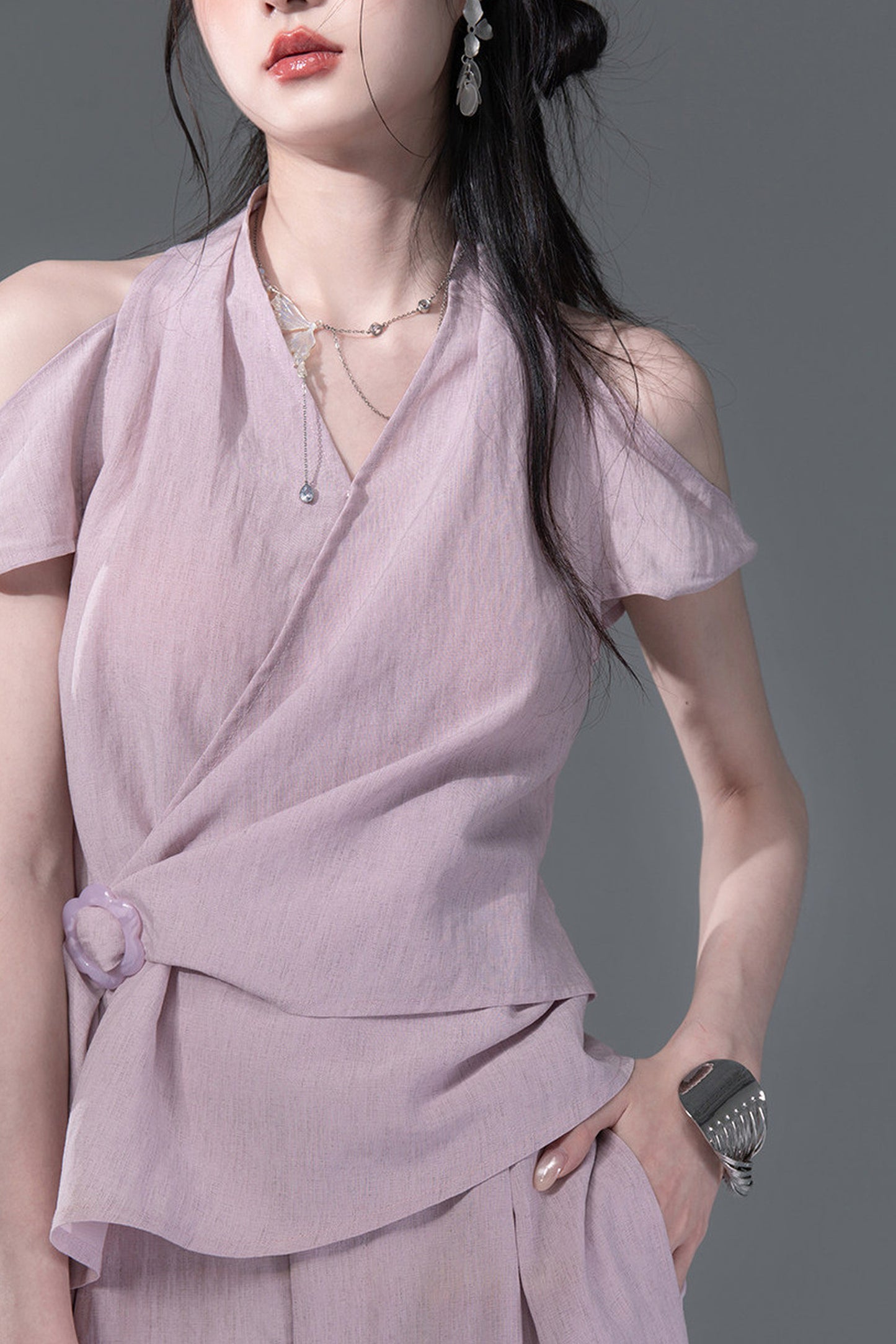Deconstructed Lyocell Linen Top and Pants Set