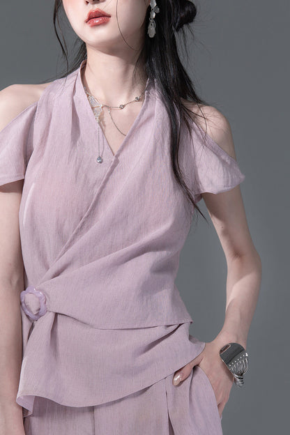 Deconstructed Lyocell Linen Top and Pants Set