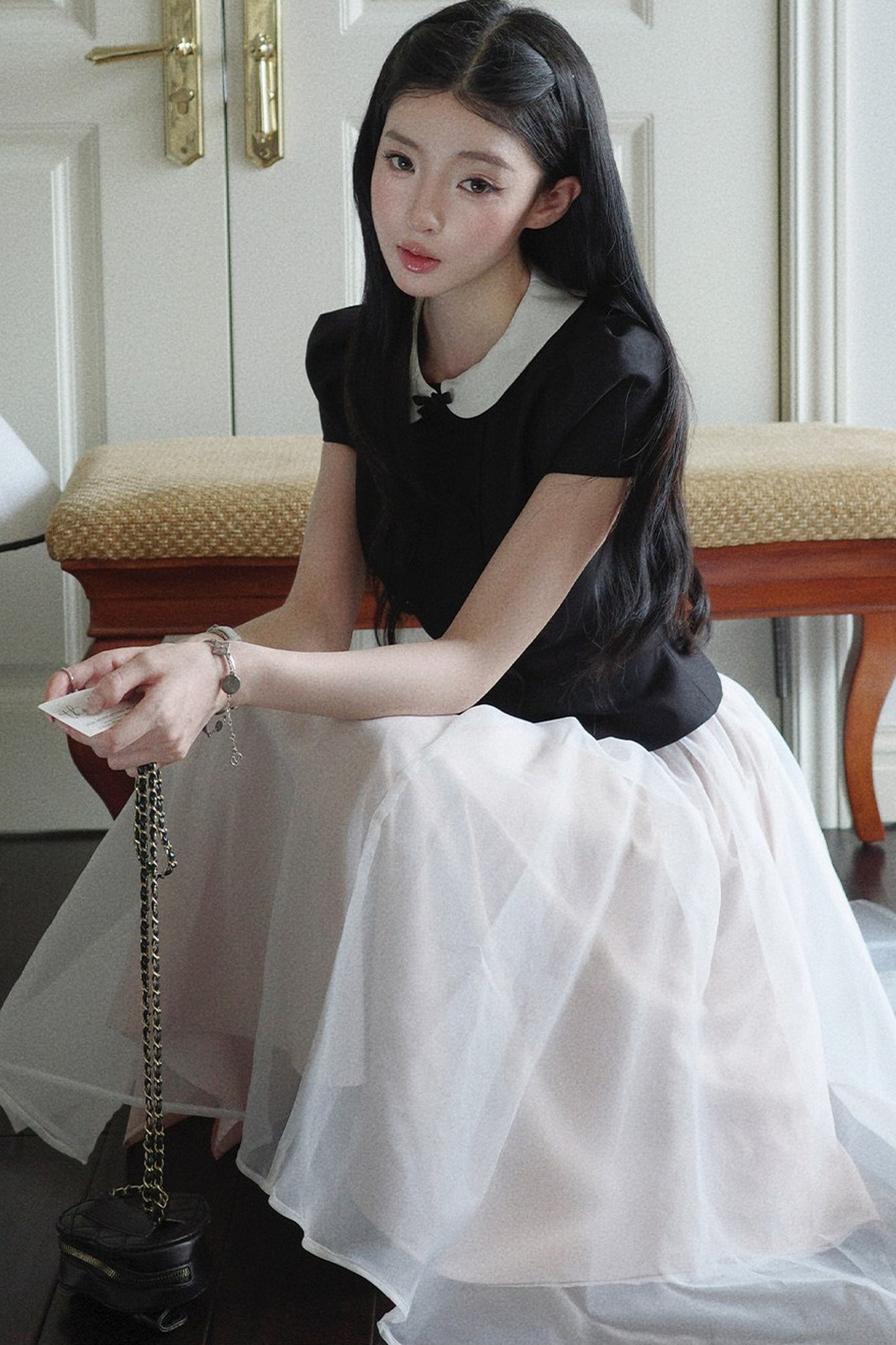 Gentle Style Mesh Skirt Set-Up