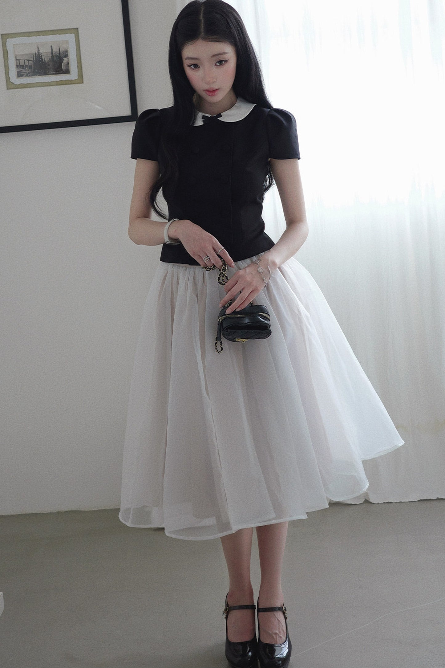 Gentle Style Mesh Skirt Set-Up