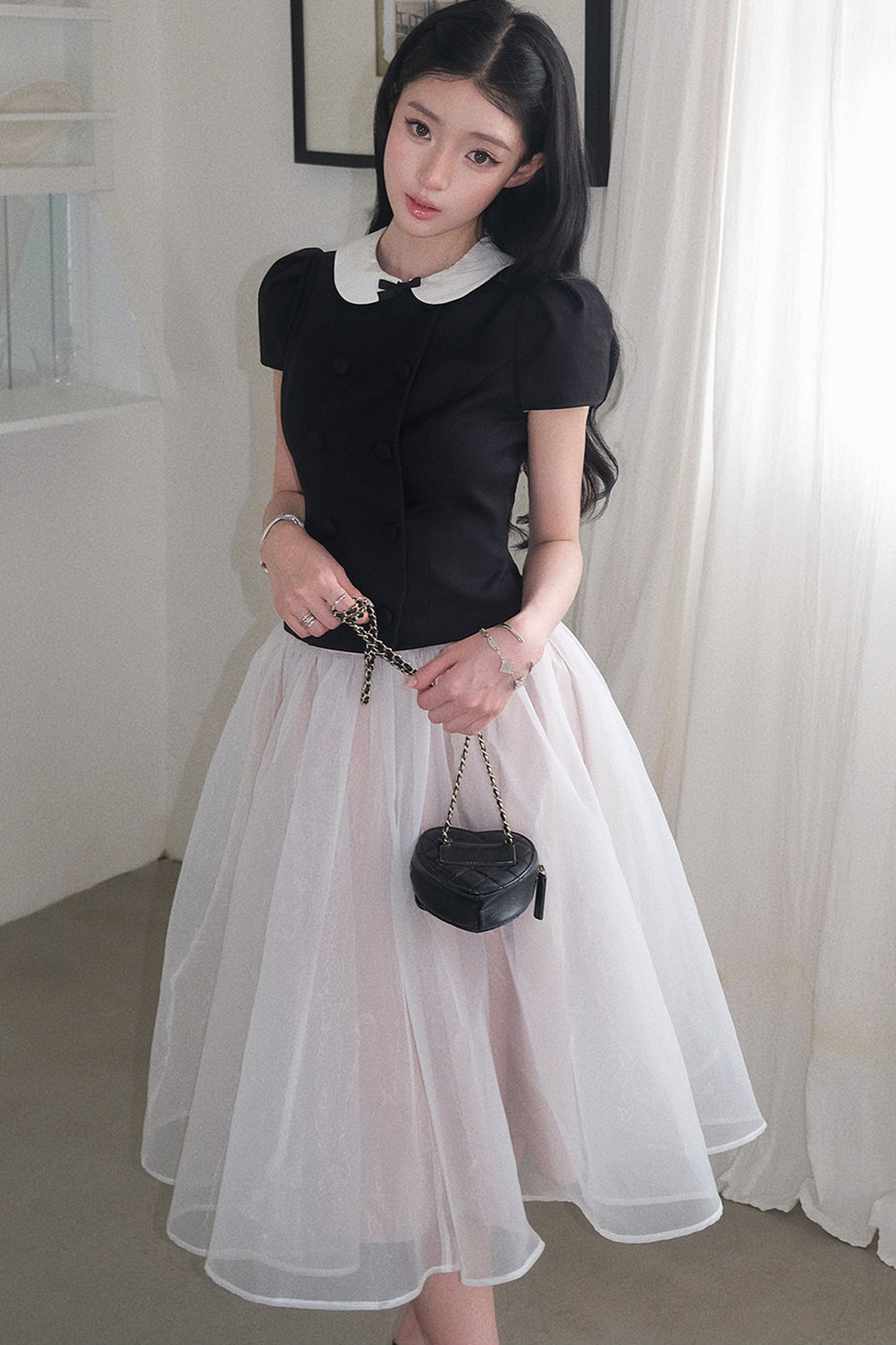 Gentle Style Mesh Skirt Set-Up