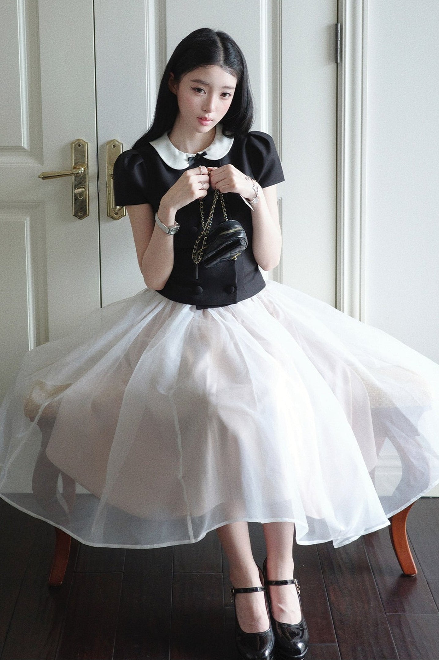 Gentle Style Mesh Skirt Set-Up