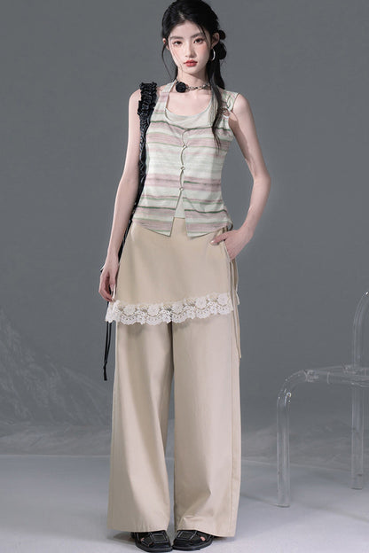 Sunset Dune Lyocell Detachable Flap Wide-Leg Pants