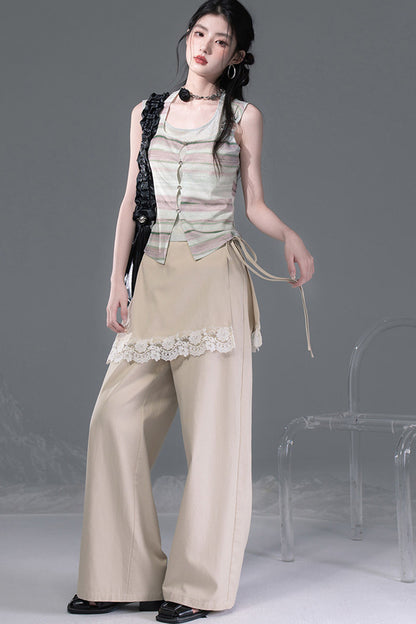 Sunset Dune Lyocell Detachable Flap Wide-Leg Pants