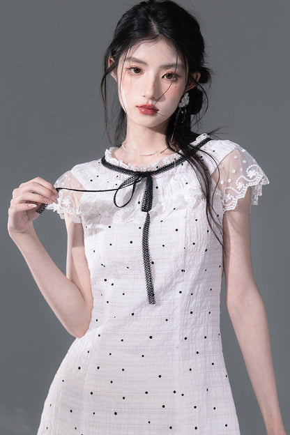 Pearl Polka Dot Chiffon Dress Set-Up