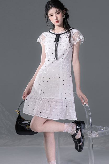 Pearl Polka Dot Chiffon Dress Set-Up