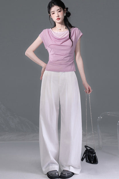 Layered Asymmetrical Linen Vest Set