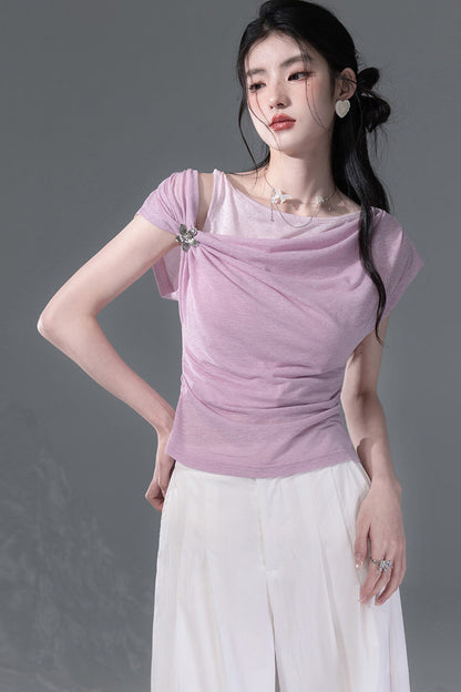Layered Asymmetrical Linen Vest Set