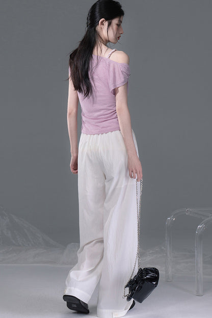 Layered Asymmetrical Linen Vest Set