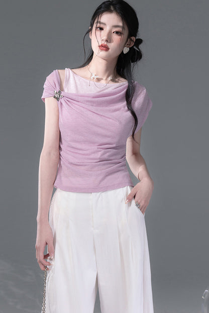 Layered Asymmetrical Linen Vest Set