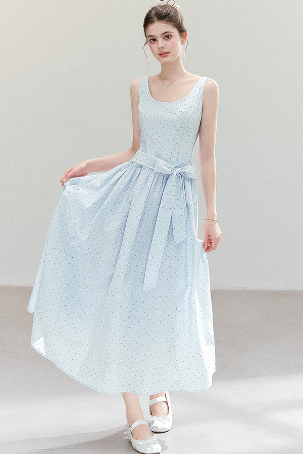Polka Dot Sleeveless Maxi Dress