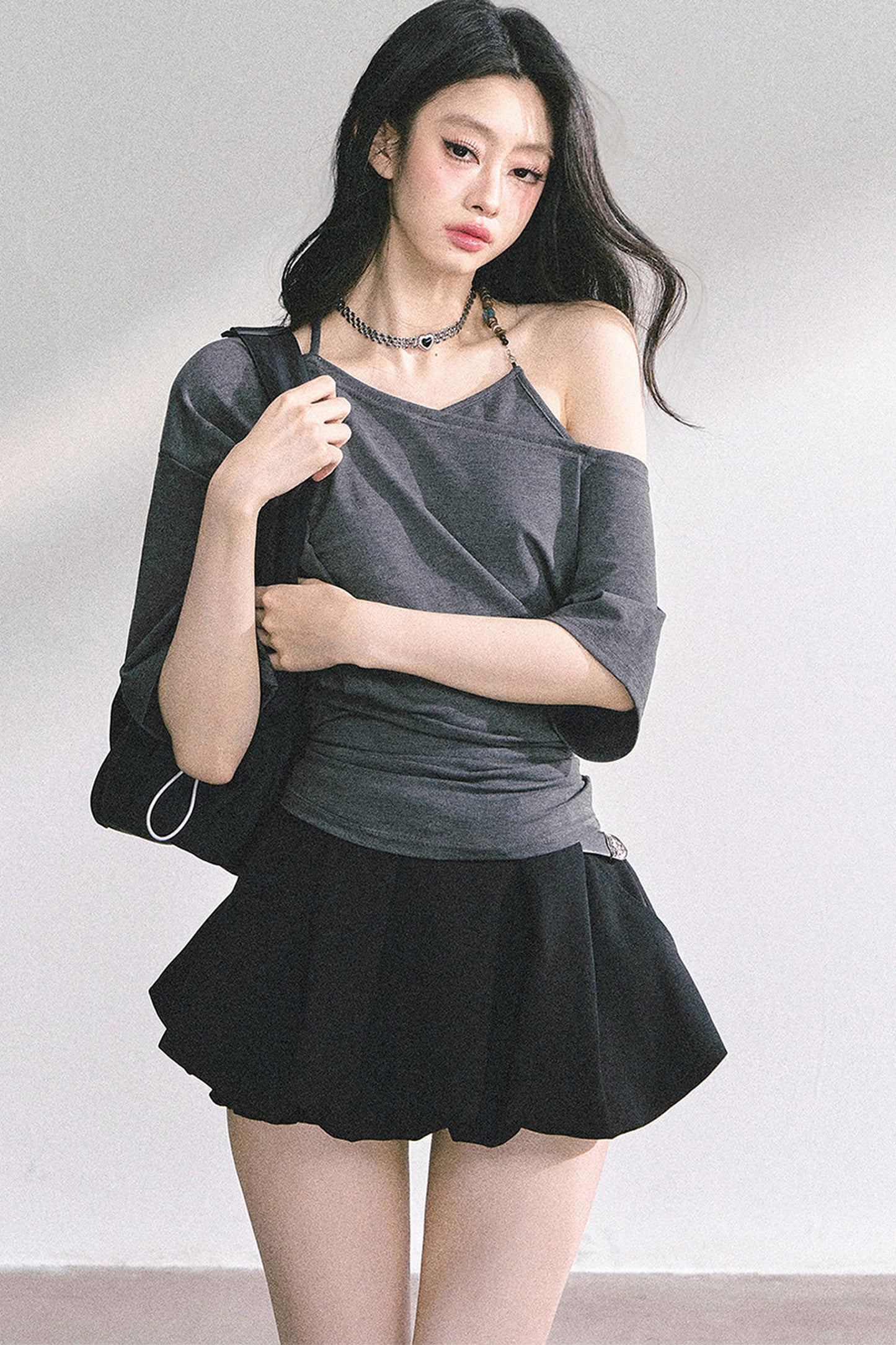 Off-Shoulder Halter Neck Rayon Top