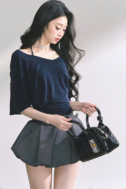 Off-Shoulder Halter Neck Rayon Top