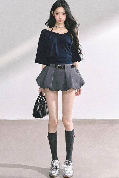 Off-Shoulder Halter Neck Rayon Top