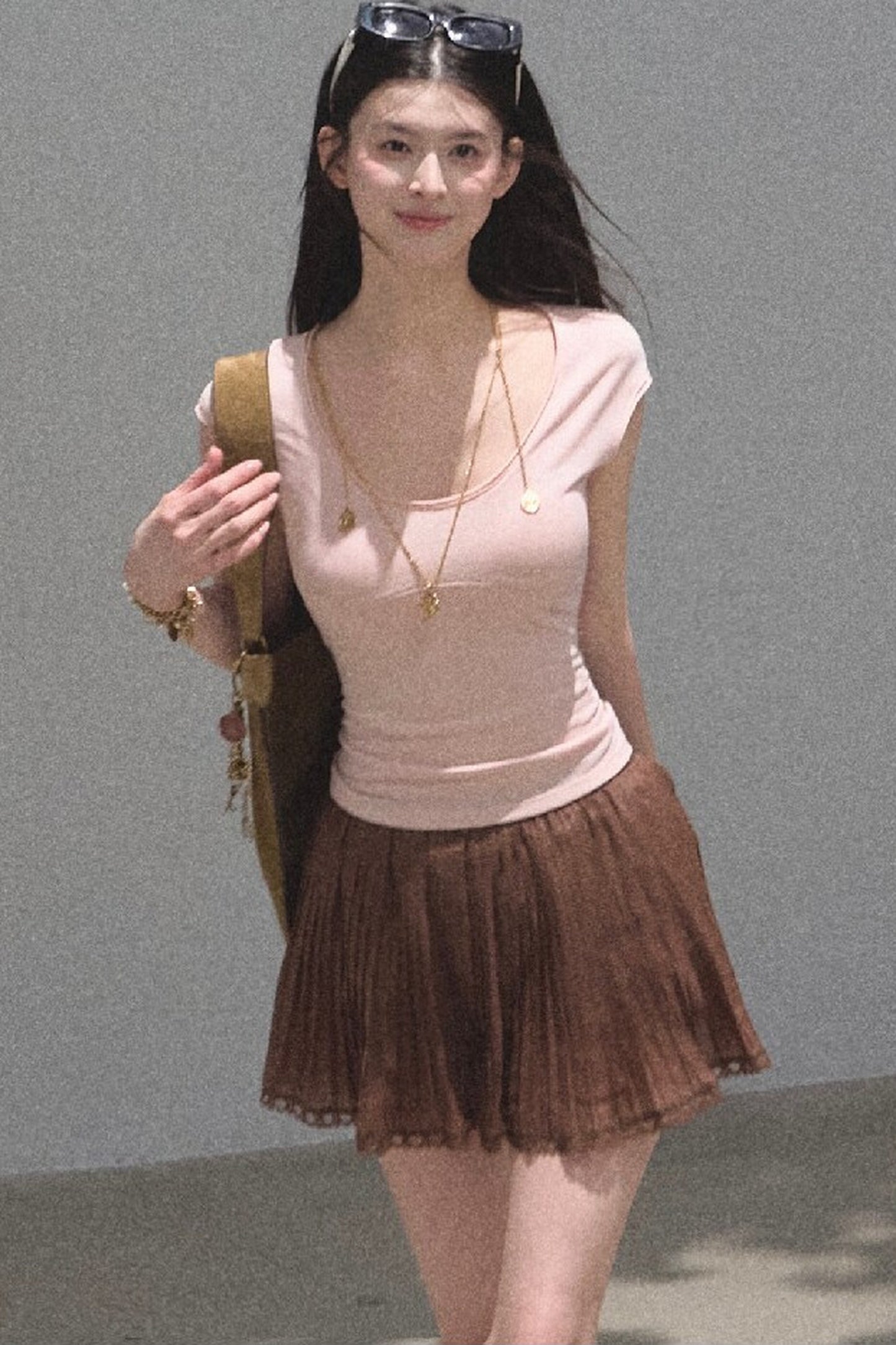 리오셀 자수 반소매 상의