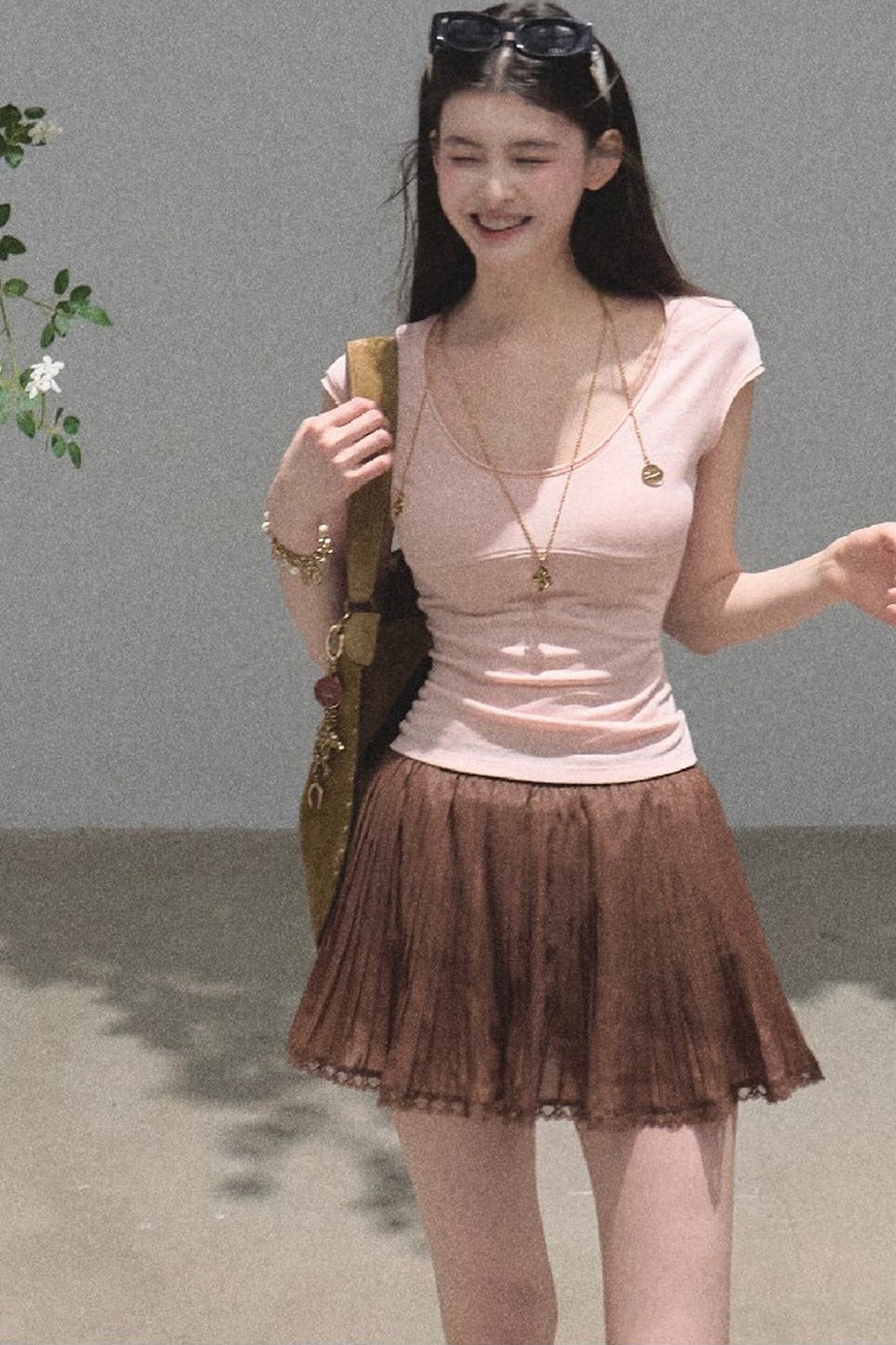 리오셀 자수 반소매 상의