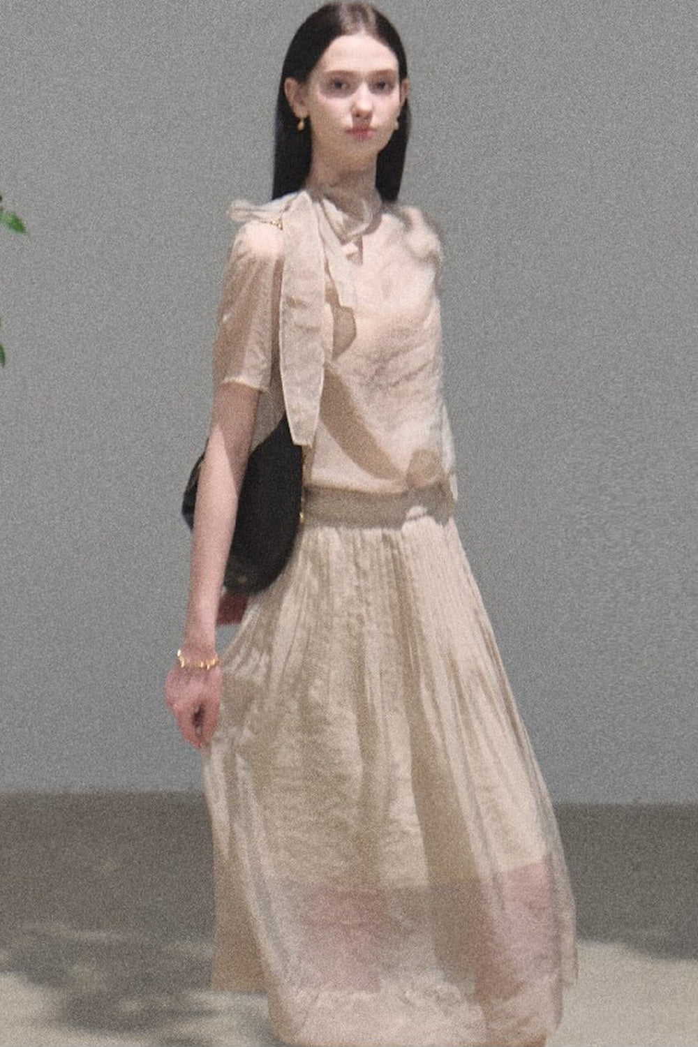 Chiffon Blouse and Pleated Skirt Set-Up