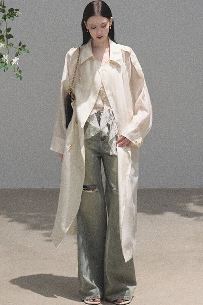 Vintage Distressed Ripped Denim Long Pants