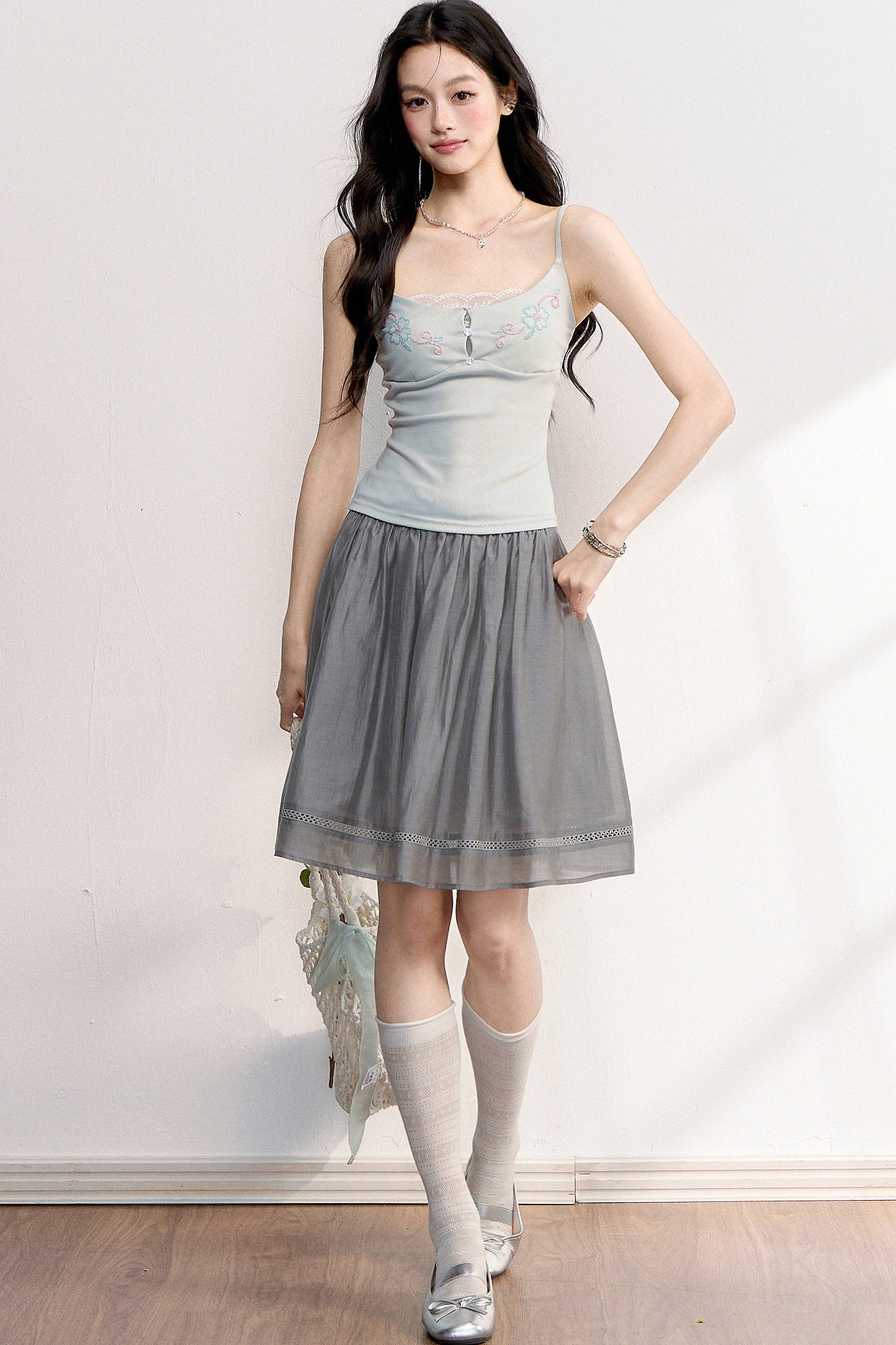 Beaded Embroidery Lace Camisole Top