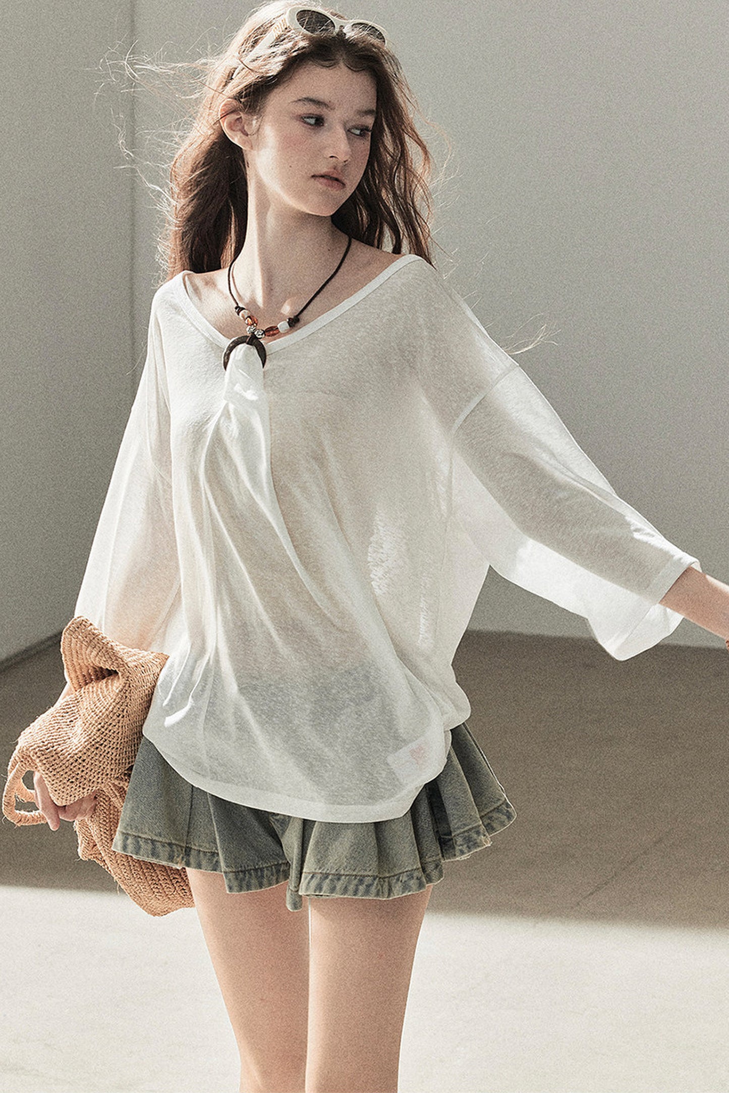 Loose Sheer Knotted Cover-Up Top
