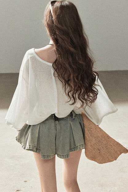 Loose Sheer Knotted Cover-Up Top