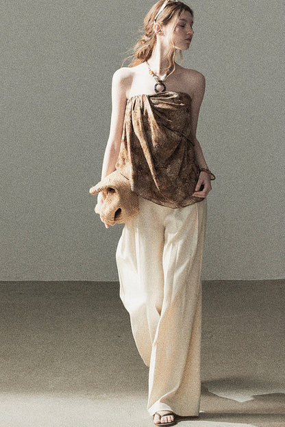 Ensemble haut sans manches esprit terre désolée et pantalon brun