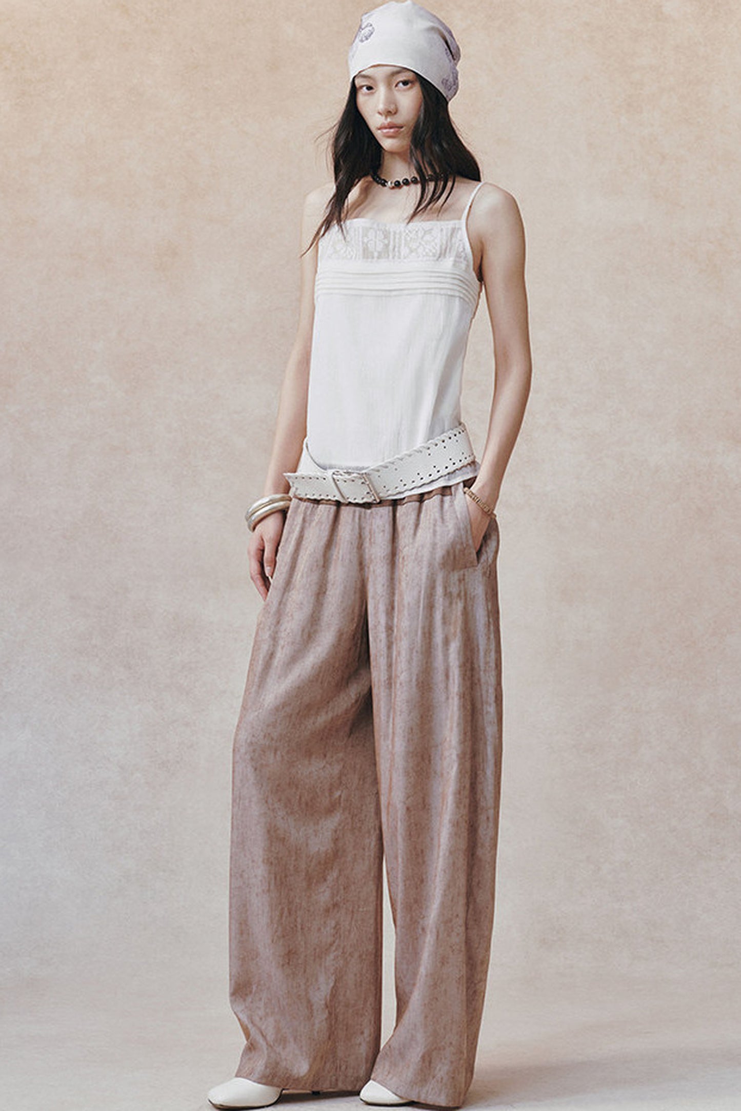 Women's Color-Block Waistband Print Straight-Leg Pants