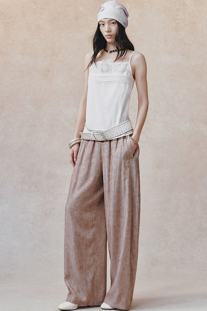 Women's Color-Block Waistband Print Straight-Leg Pants