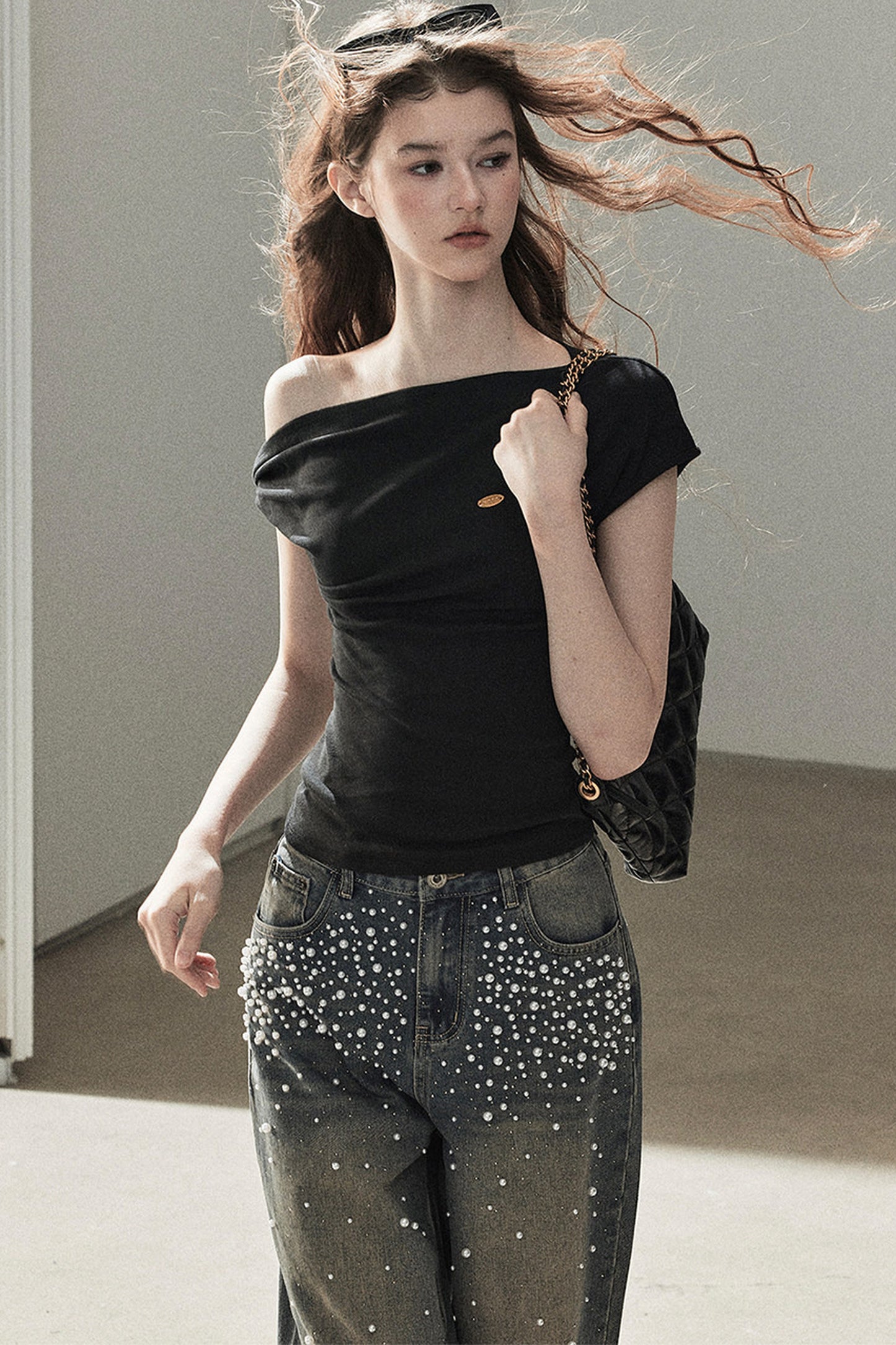 Off-Shoulder Floral Linen Top