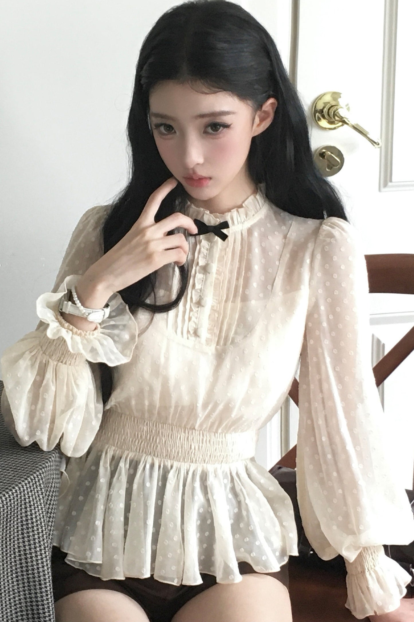 Retro Polka Dot Blouse Set-Up
