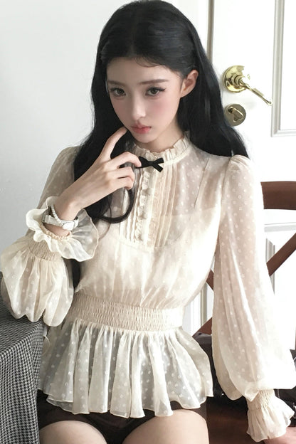 Retro Polka Dot Blouse Set-Up