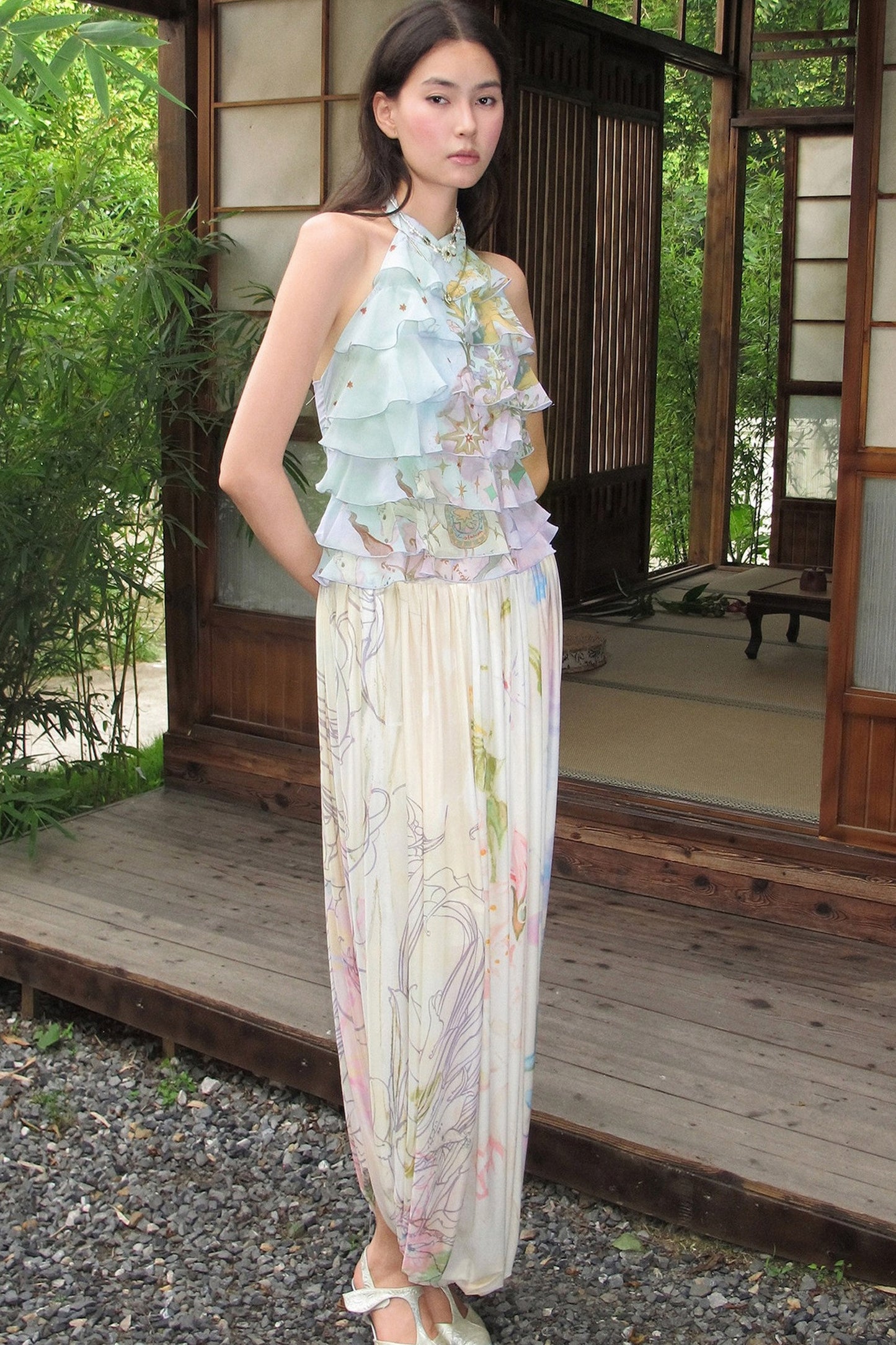Layered Ruffle Halter Top